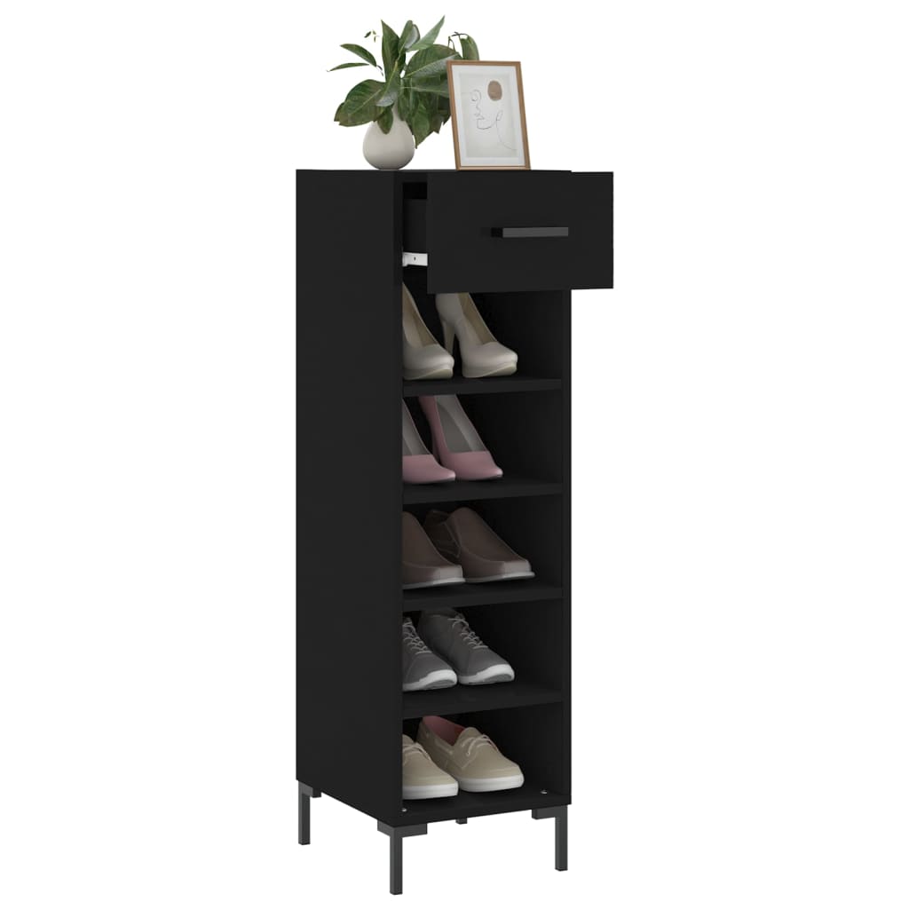 Shoe Cabinet | Black | Engineered wood | 30 cm x 35 cm x 105 cm