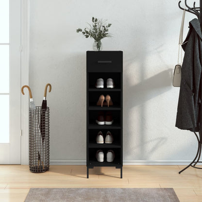 Shoe Cabinet | Black | Engineered wood | 30 cm x 35 cm x 105 cm