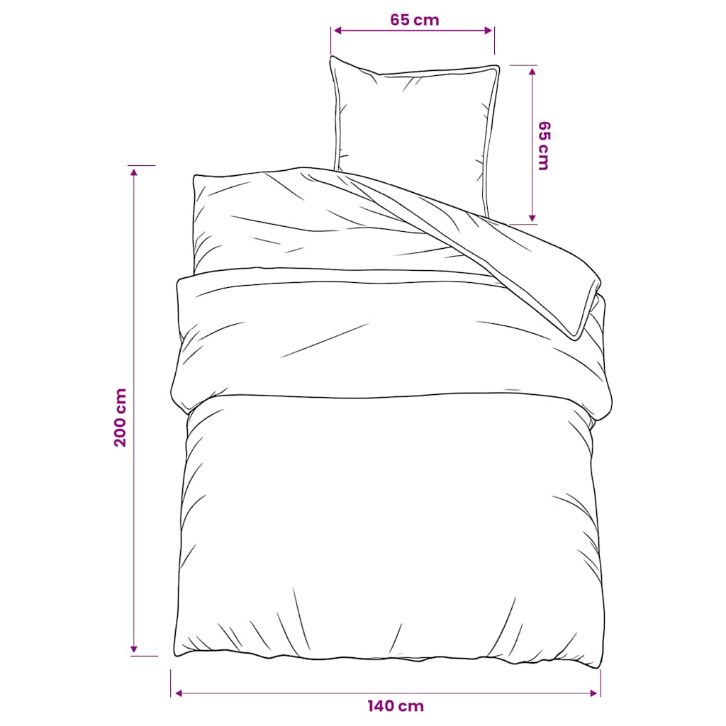 Duvet Cover Set White and Brown 140x200 cm Cotton
