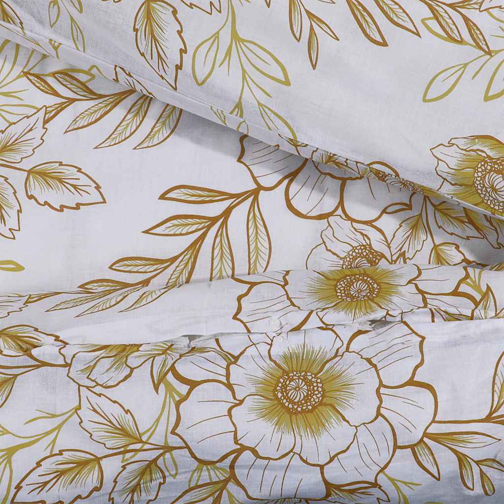 Duvet Cover Set White and Brown 220x240 cm Cotton