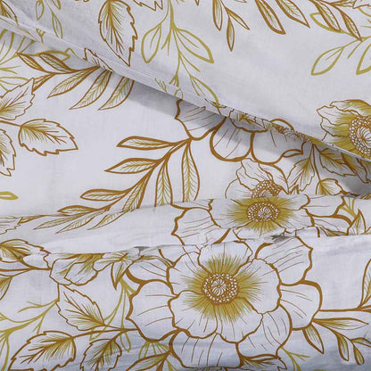 Duvet Cover Set White and Brown 220x240 cm Cotton