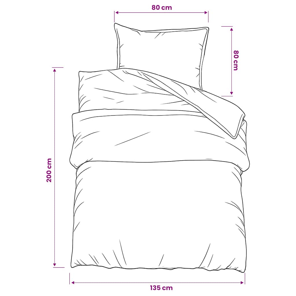 Duvet Cover Set White and Brown 135x200 cm Cotton