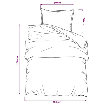 Duvet Cover Set White and Brown 135x200 cm Cotton