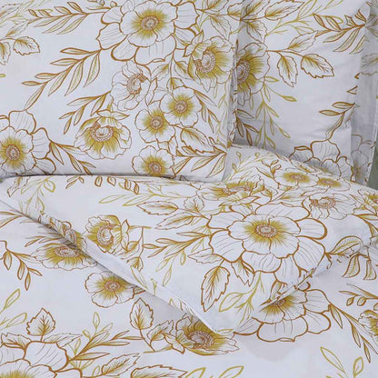 Duvet Cover Set White and Brown 140x200 cm Cotton