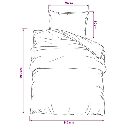 Duvet Cover Set White and Brown 140x200 cm Cotton