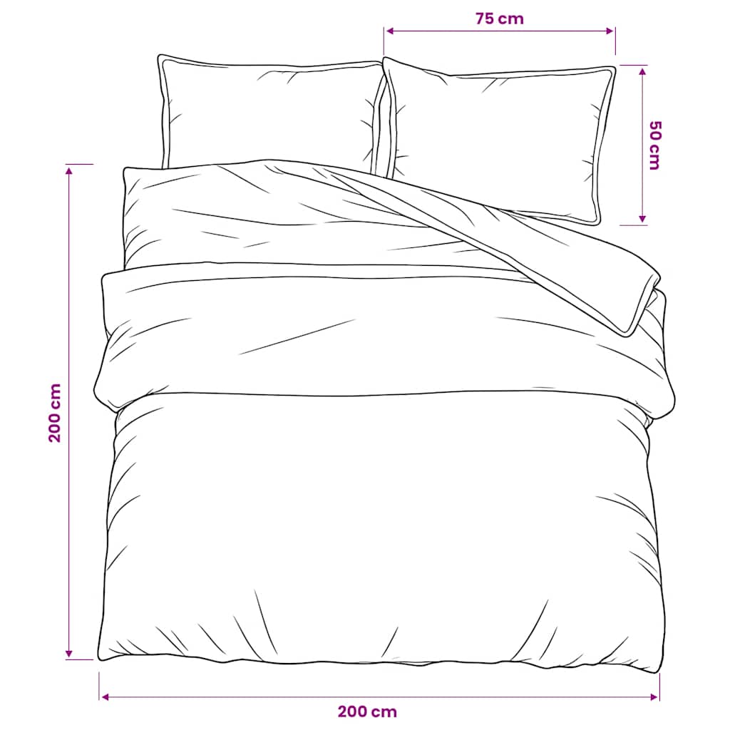 Duvet Cover Set White and Brown 200x200 cm Cotton