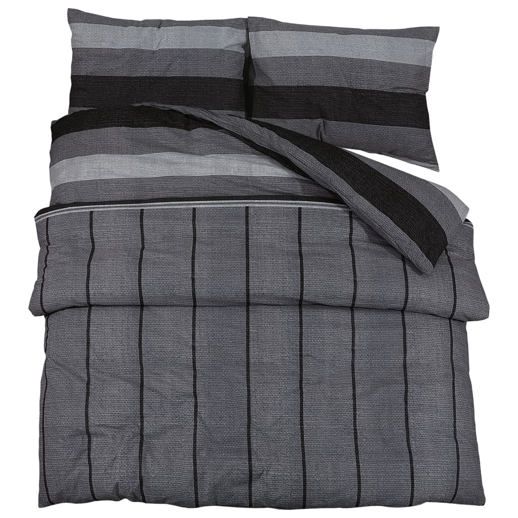 Duvet Cover Set Dark Grey 225x220 cm Cotton