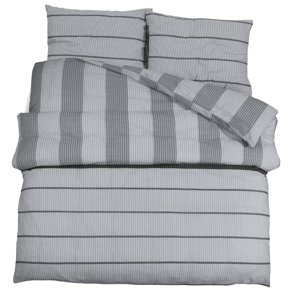 Duvet Cover Set Grey 240x220 cm Cotton