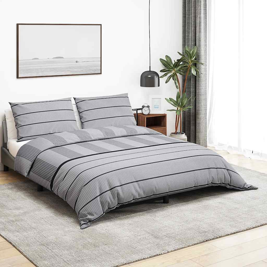 Duvet Cover Set Grey 240x220 cm Cotton