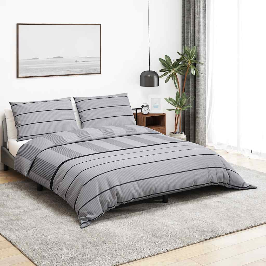 Duvet Cover Set Grey 140x200 cm Cotton