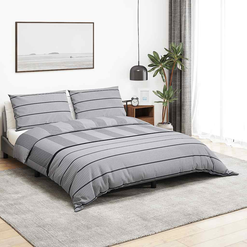 Duvet Cover Set Grey 260x240 cm Cotton