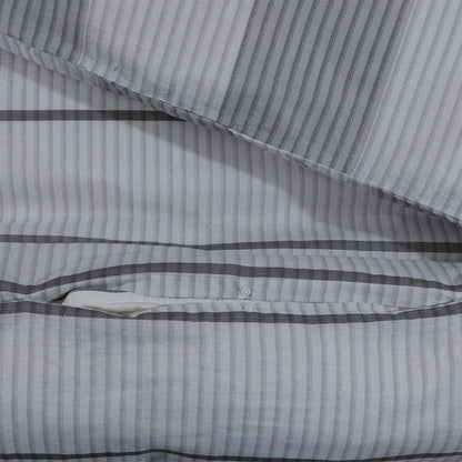 Duvet Cover Set Grey 155x220 cm Cotton