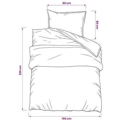 Duvet Cover Set Grey 155x220 cm Cotton