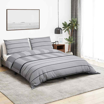 Duvet Cover Set Grey 225x220 cm Cotton