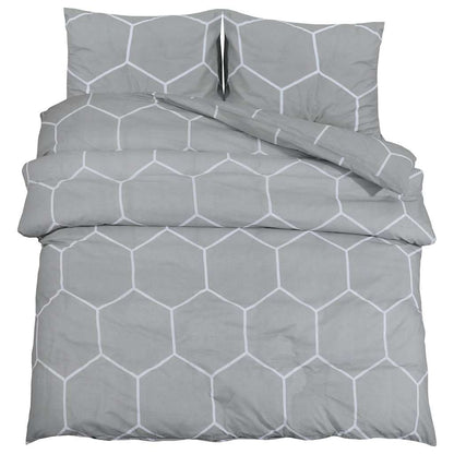 Duvet Cover Set Grey 240x220 cm Cotton
