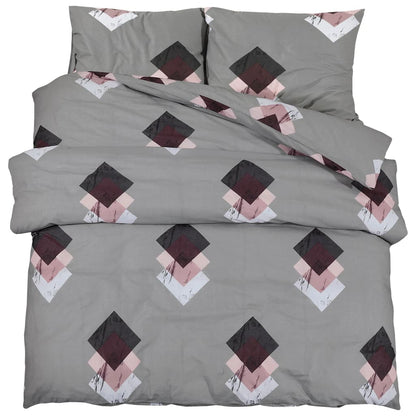 Duvet Cover Set Grey 260x240 cm Cotton