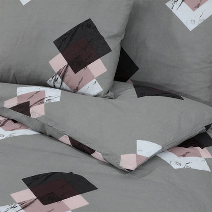 Duvet Cover Set Grey 225x220 cm Cotton