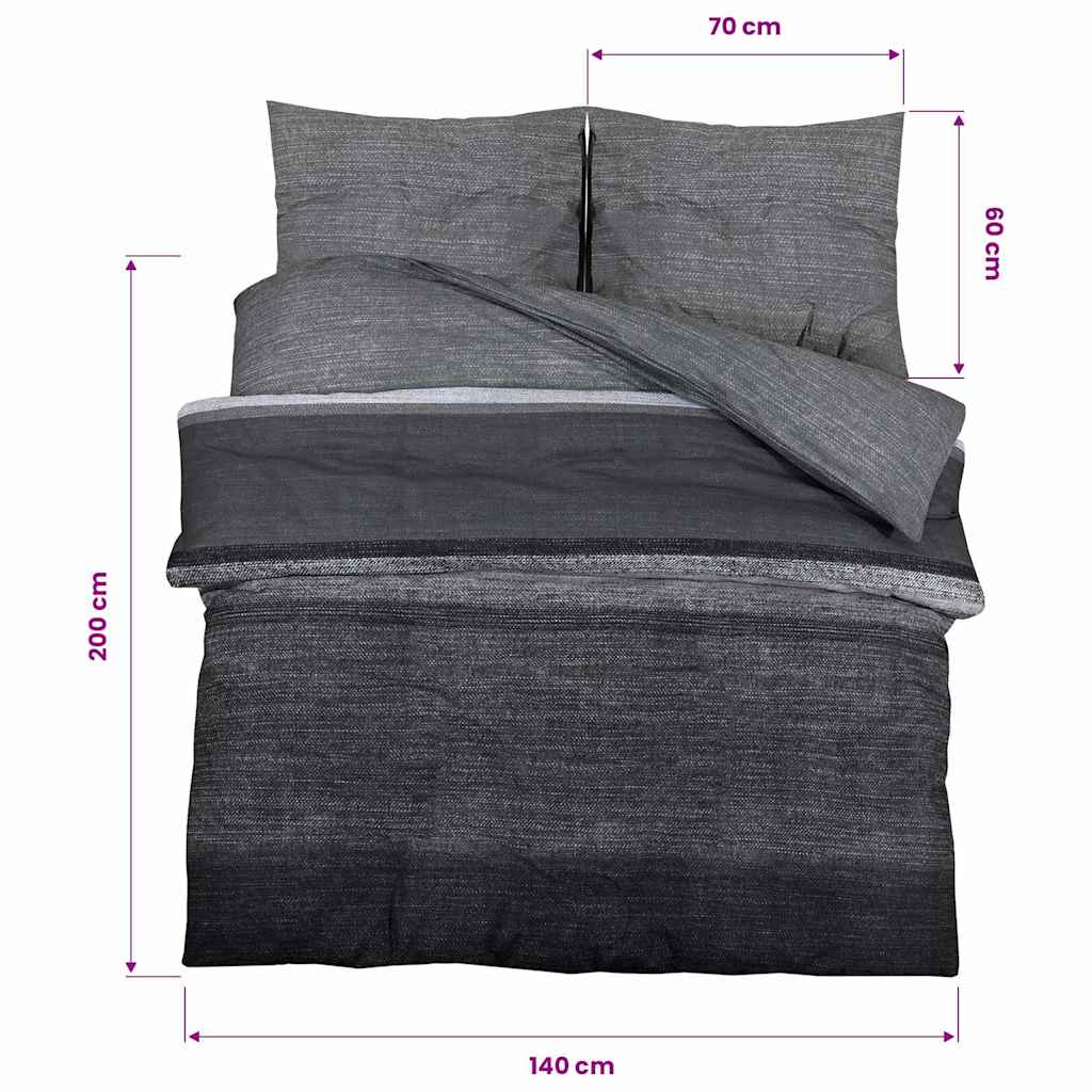 Duvet Cover Set Dark Grey 140x200 cm Cotton