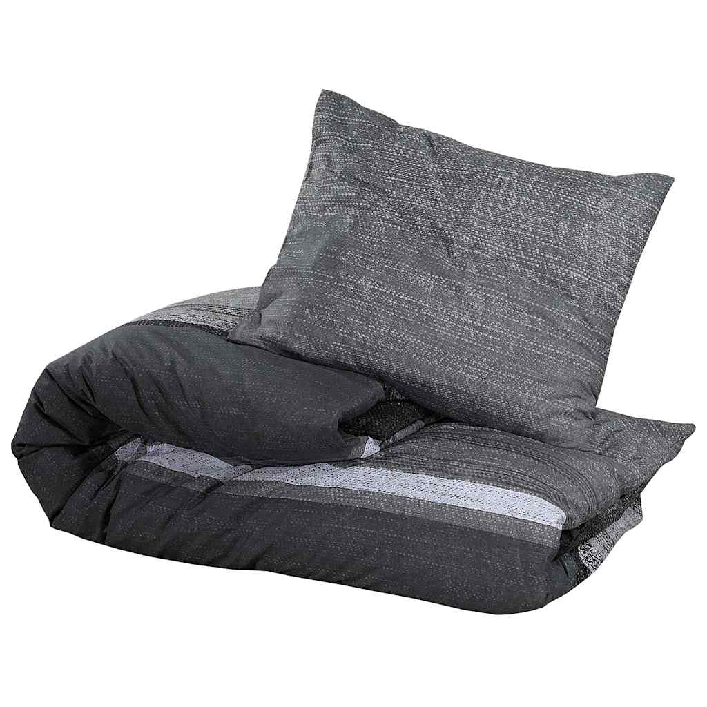 Duvet Cover Set Dark Grey 240x220 cm Cotton