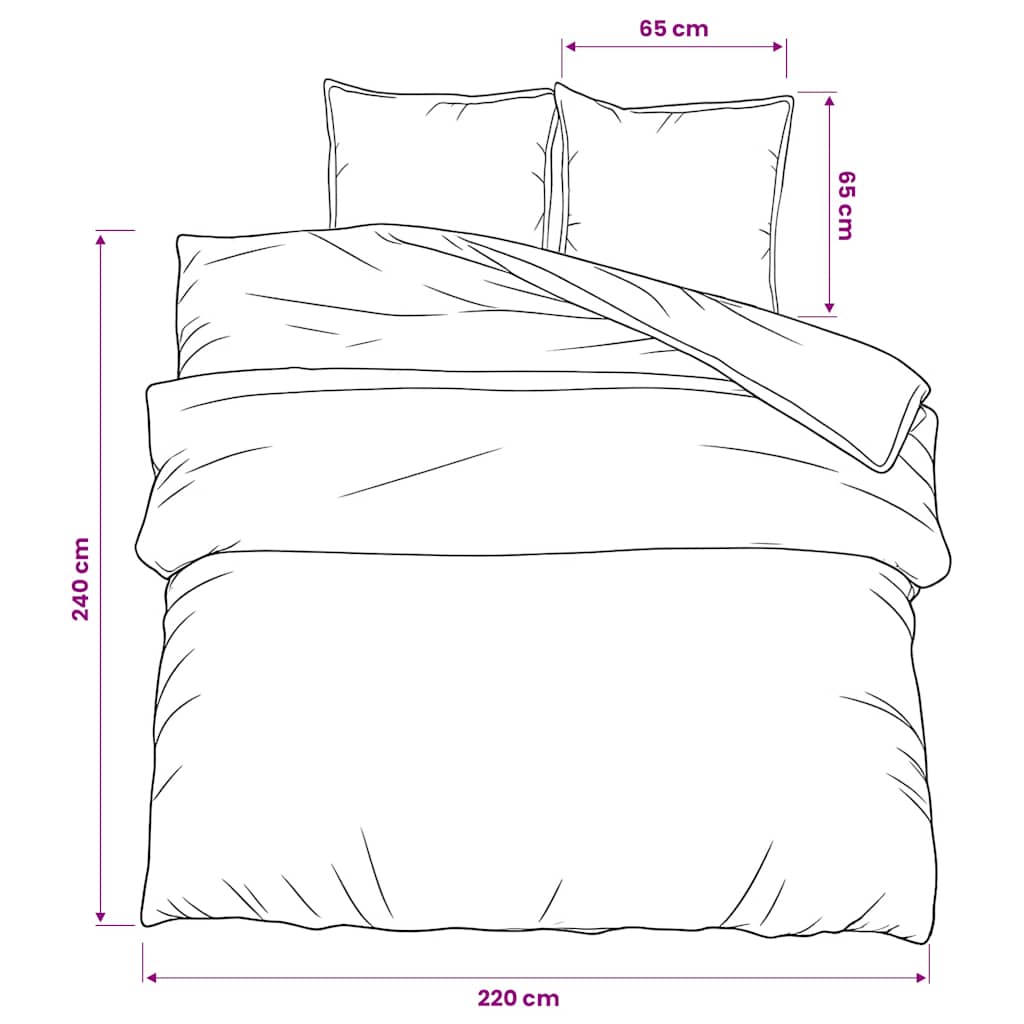 Duvet Cover Set Dark Grey 220x240 cm Cotton