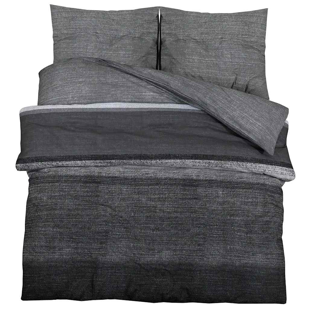Duvet Cover Set Dark Grey 200x220 cm Cotton