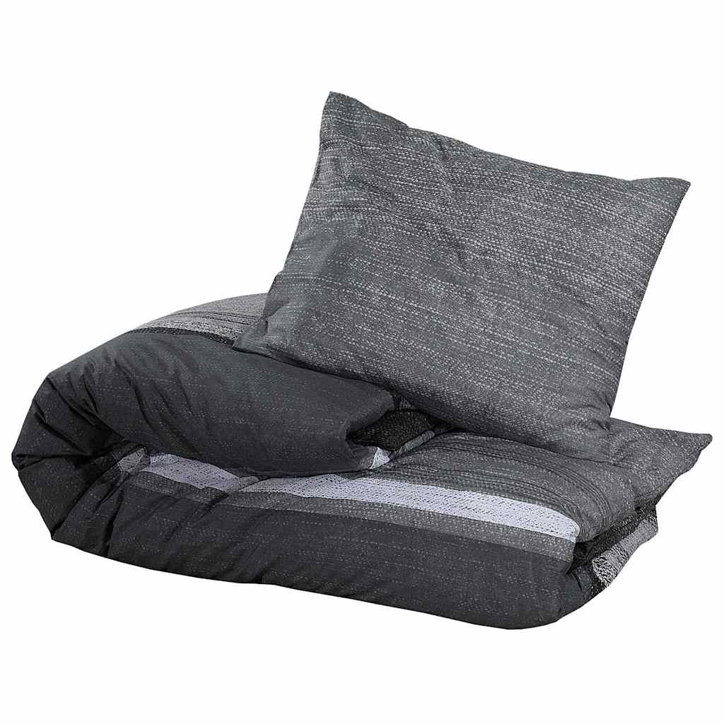 Duvet Cover Set Dark Grey 200x220 cm Cotton
