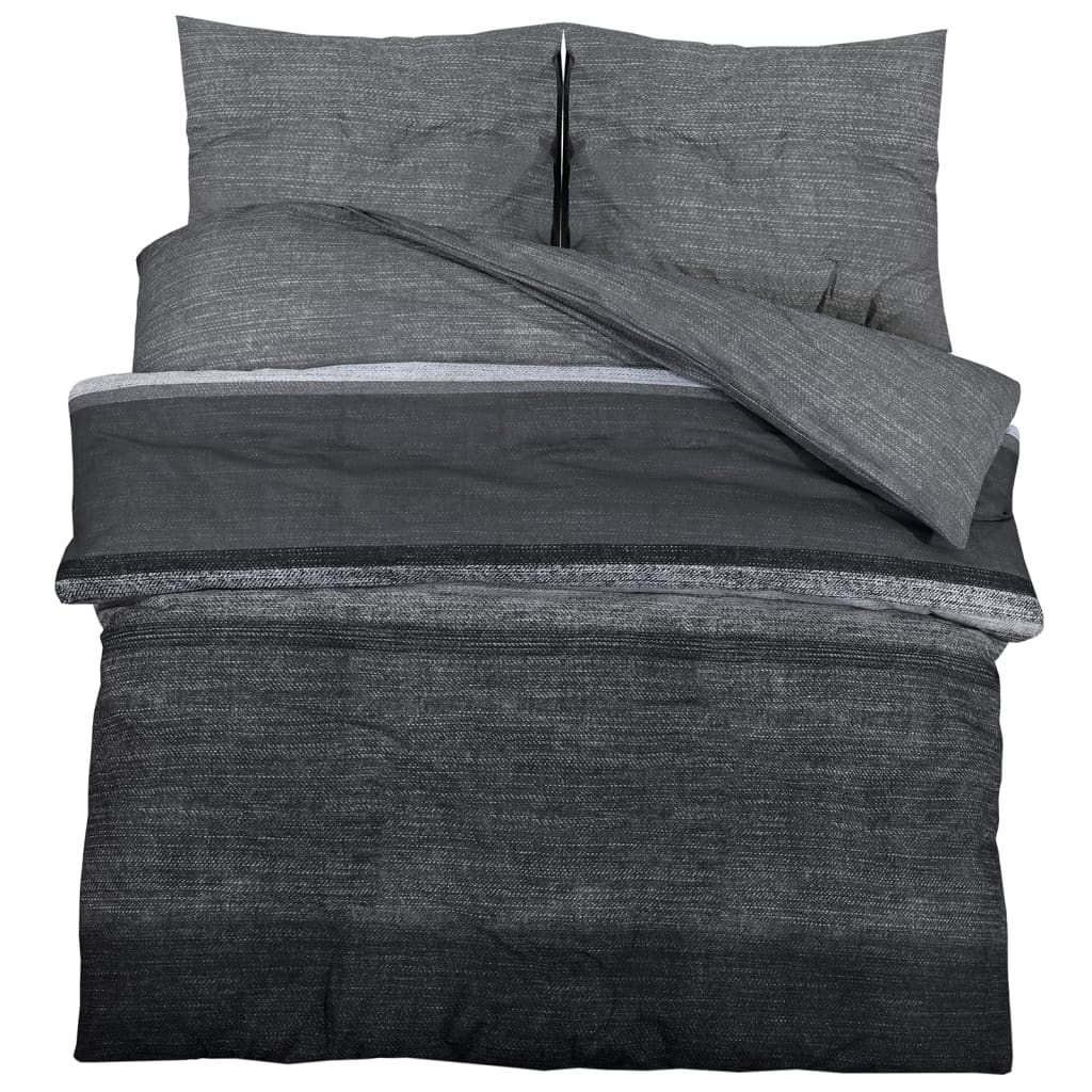 Duvet Cover Set Dark Grey 200x200 cm Cotton