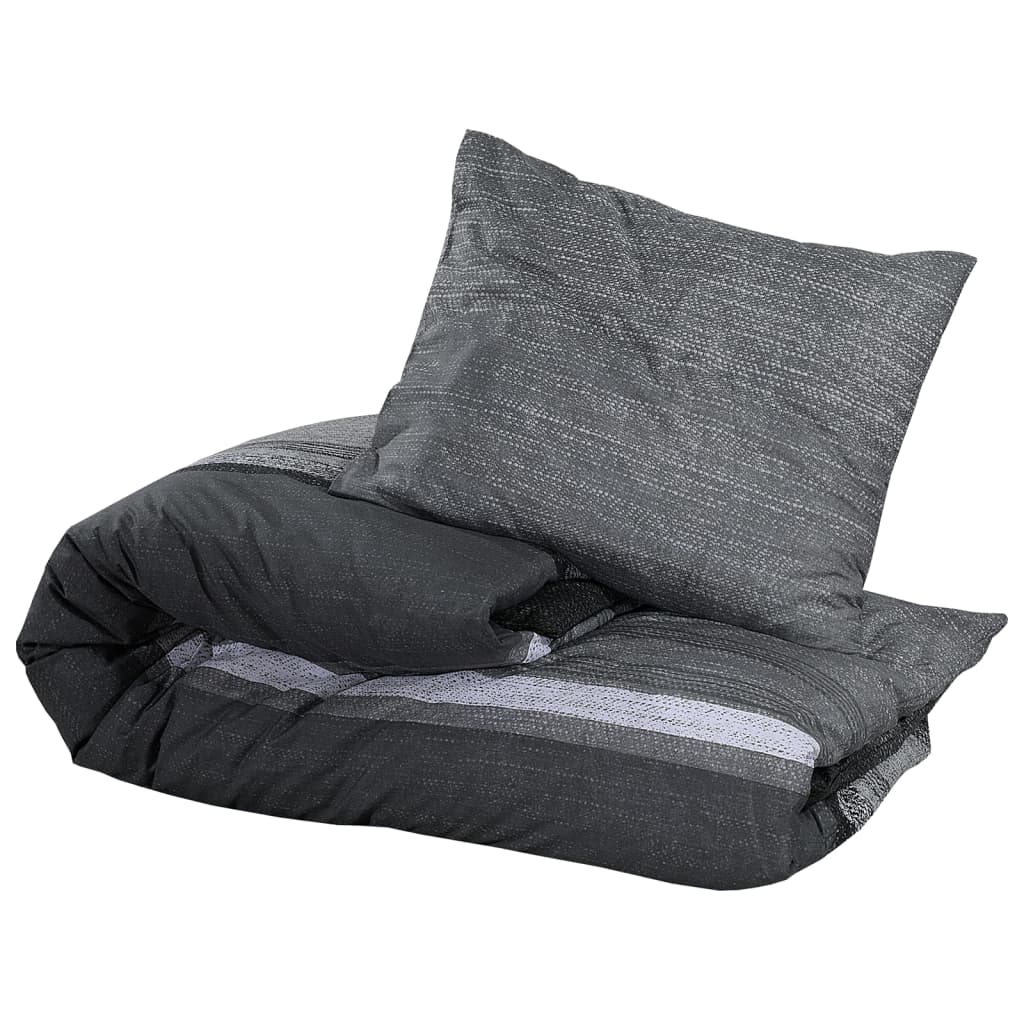 Duvet Cover Set Dark Grey 225x220 cm Cotton