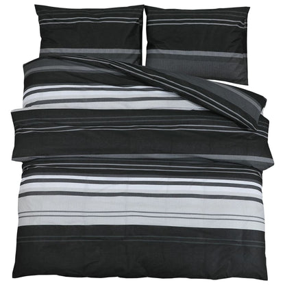 Duvet Cover Set Black and White 155x220 cm Cotton