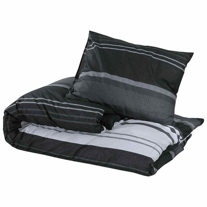 Duvet Cover Set Black and White 155x220 cm Cotton