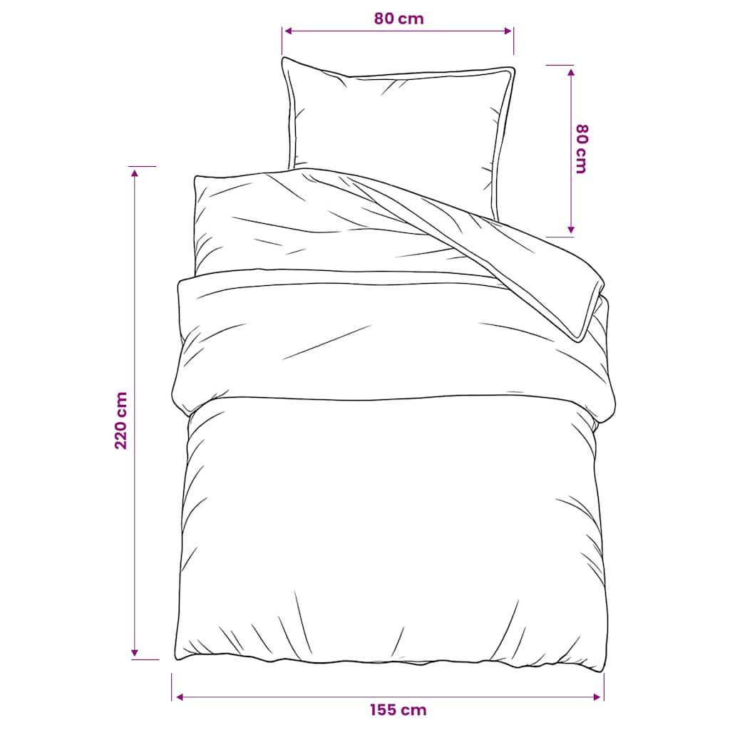 Duvet Cover Set Black and White 155x220 cm Cotton