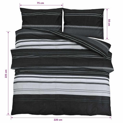 Duvet Cover Set Black and White 225x220 cm Cotton