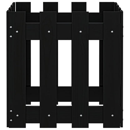 Garden Planter with Fence Design Black 40x40x40 cm Solid Wood Pine