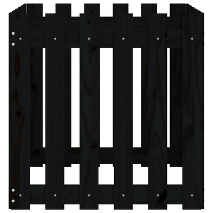 Garden Planter with Fence Design Black 60x60x60 cm Solid Wood Pine