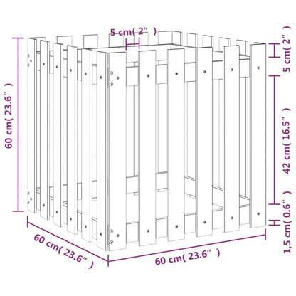 Garden Planter with Fence Design 60x60x60 cm Solid Wood Douglas