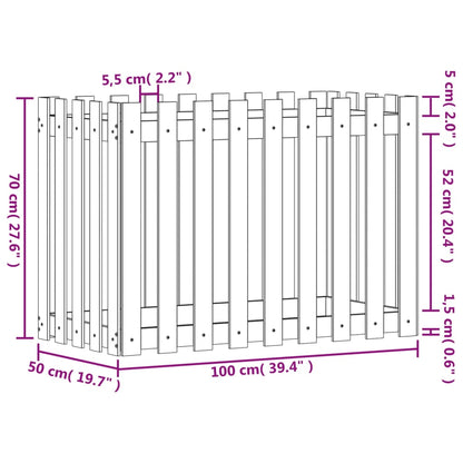 Garden Raised Bed with Fence Design Black 100x50x70 cm Solid Wood Pine