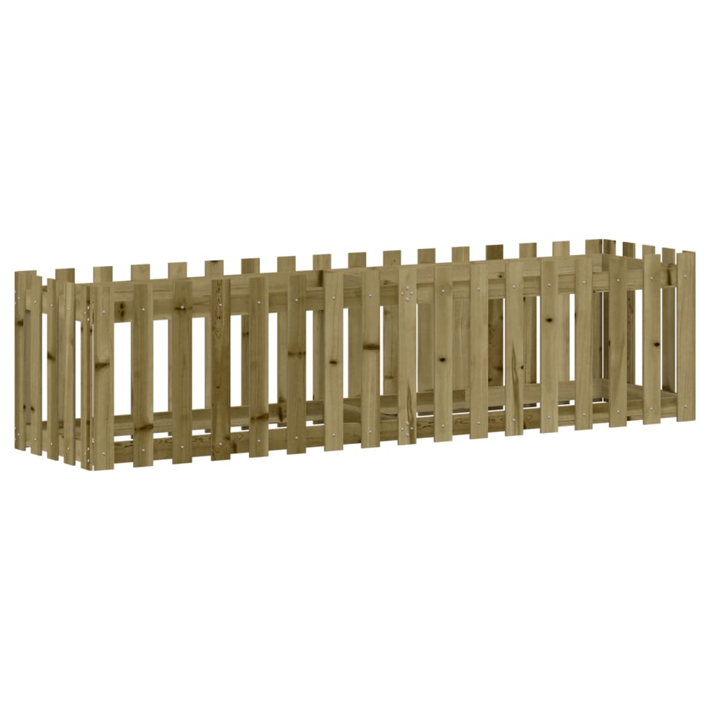 Garden Raised Bed with Fence Design 200x50x50 cm Impregnated Wood Pine