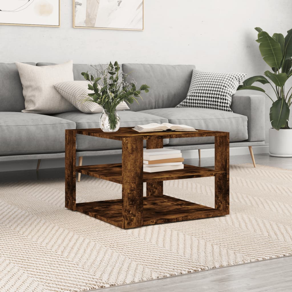 Coffee Table Smoked Oak 58x58x40 cm Engineered Wood