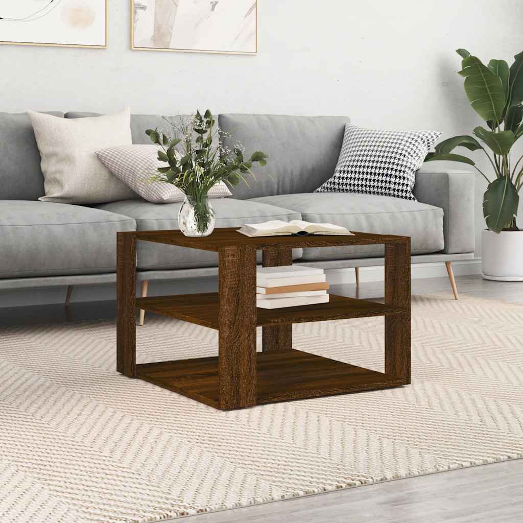 Coffee Table Brown Oak 58x58x40 cm Engineered Wood