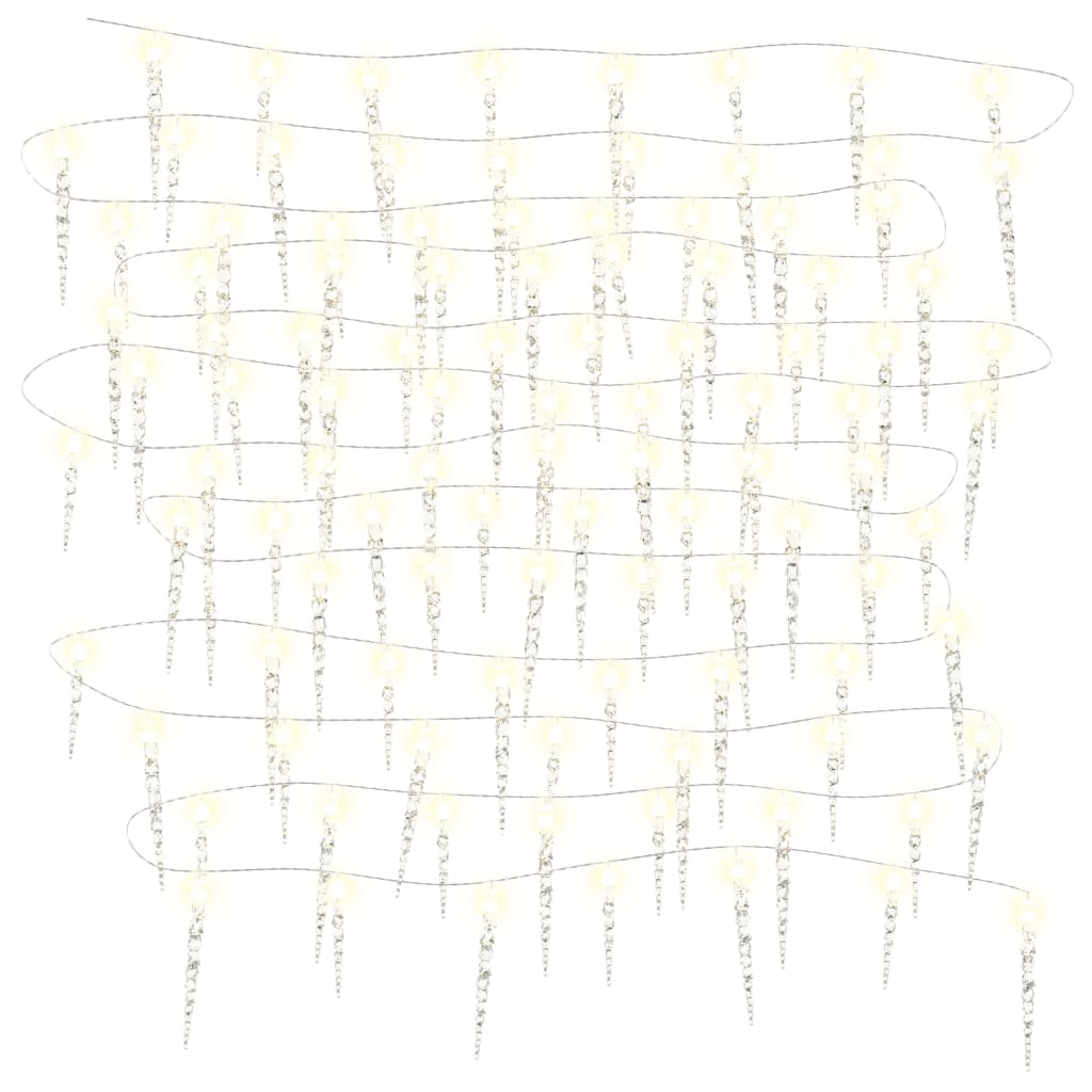 Christmas Icicle Light 100 LEDs Warm White 10 m Acrylic PVC