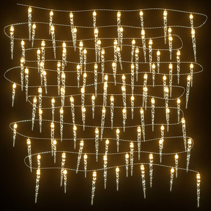 Christmas Icicle Light 100 LEDs Warm White 10 m Acrylic PVC