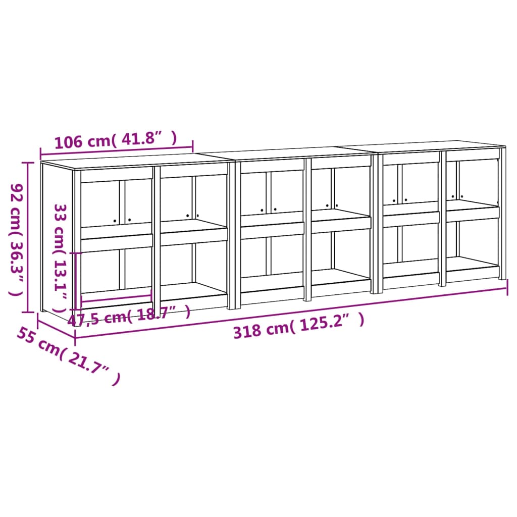 Outdoor Kitchen Cabinets MEPPEL 3 pcs Solid Wood Pine