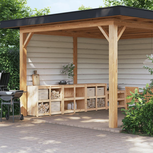 Outdoor Kitchen Cabinets MEPPEL 3 pcs Solid Wood Pine
