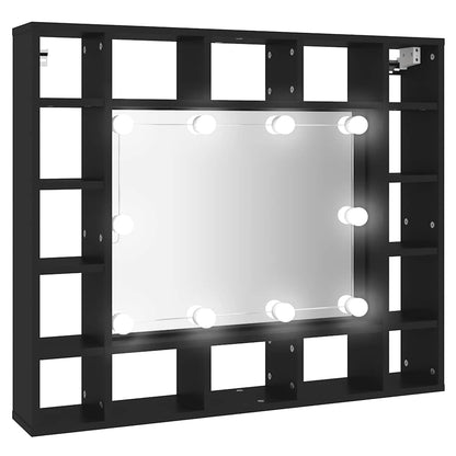 LED Mirror Cabinet Black 91x15x76.5 cm