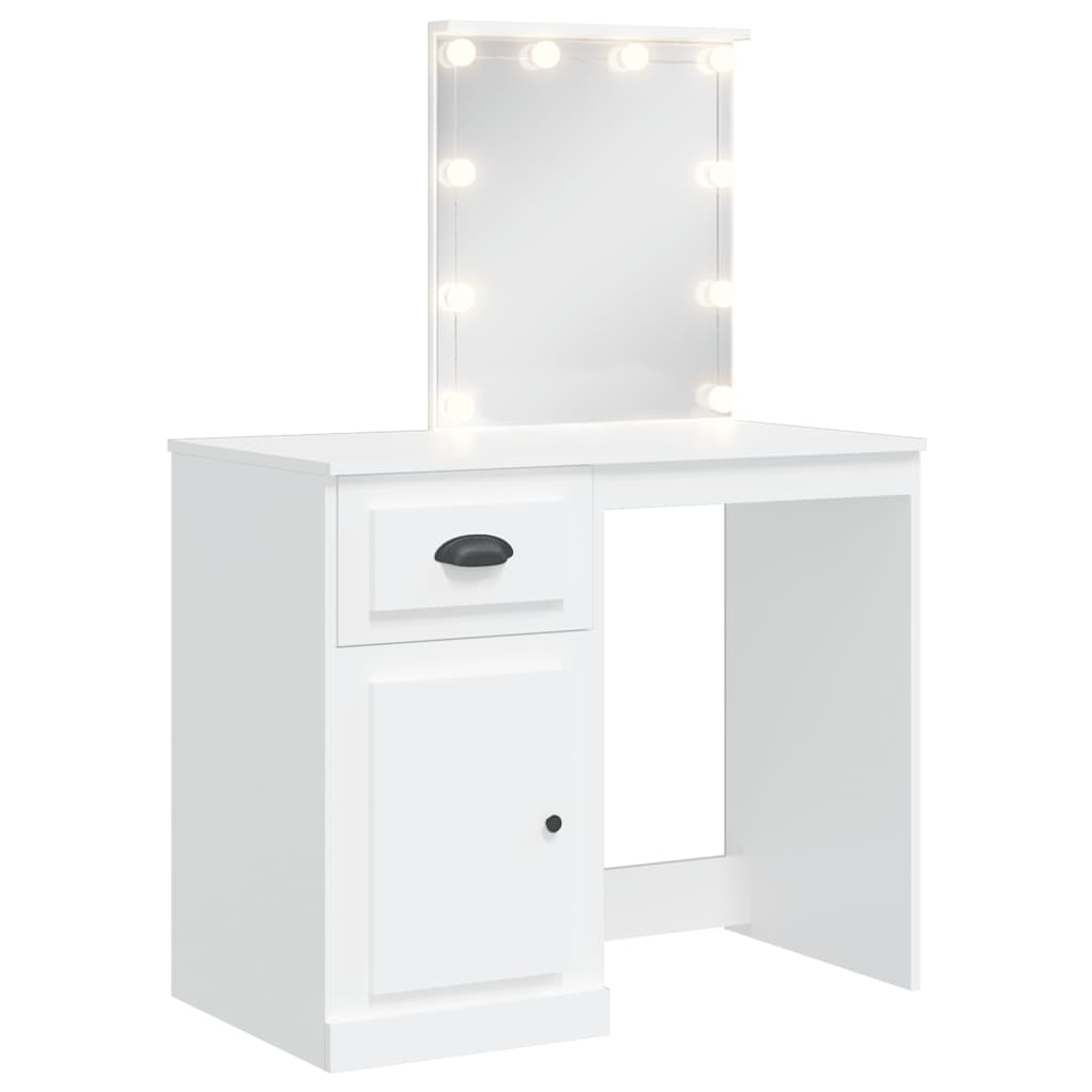 Dressing Table with LED Lights White 90x42x132,5 cm