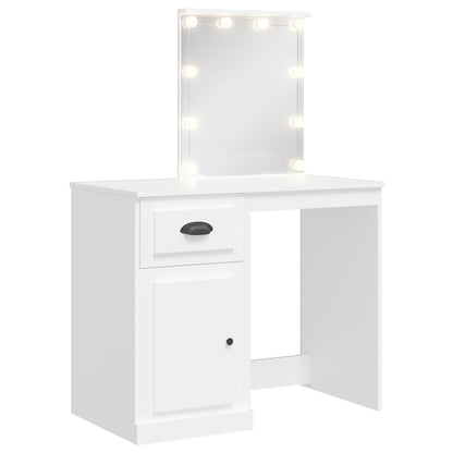 Dressing Table with LED Lights White 90x42x132,5 cm