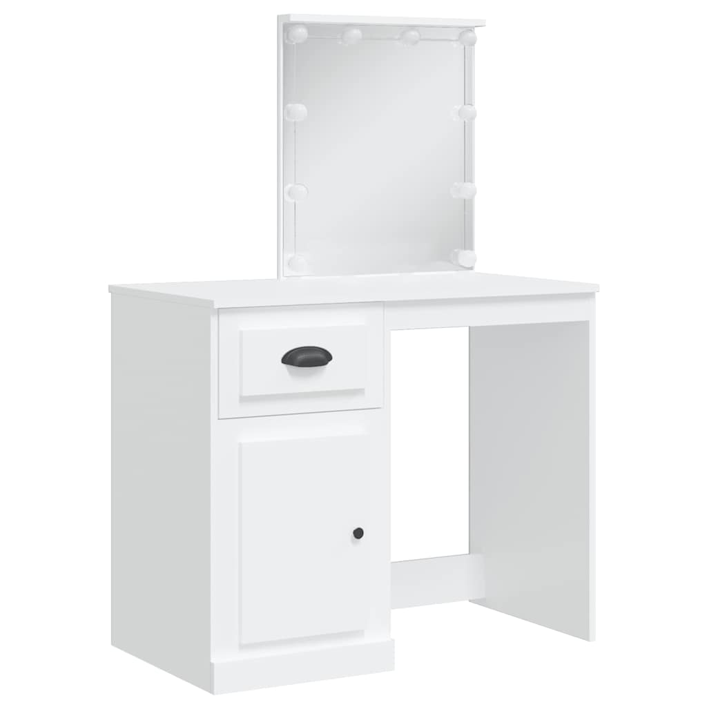 Dressing Table with LED Lights White 90x42x132,5 cm