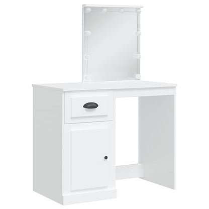 Dressing Table with LED Lights White 90x42x132,5 cm