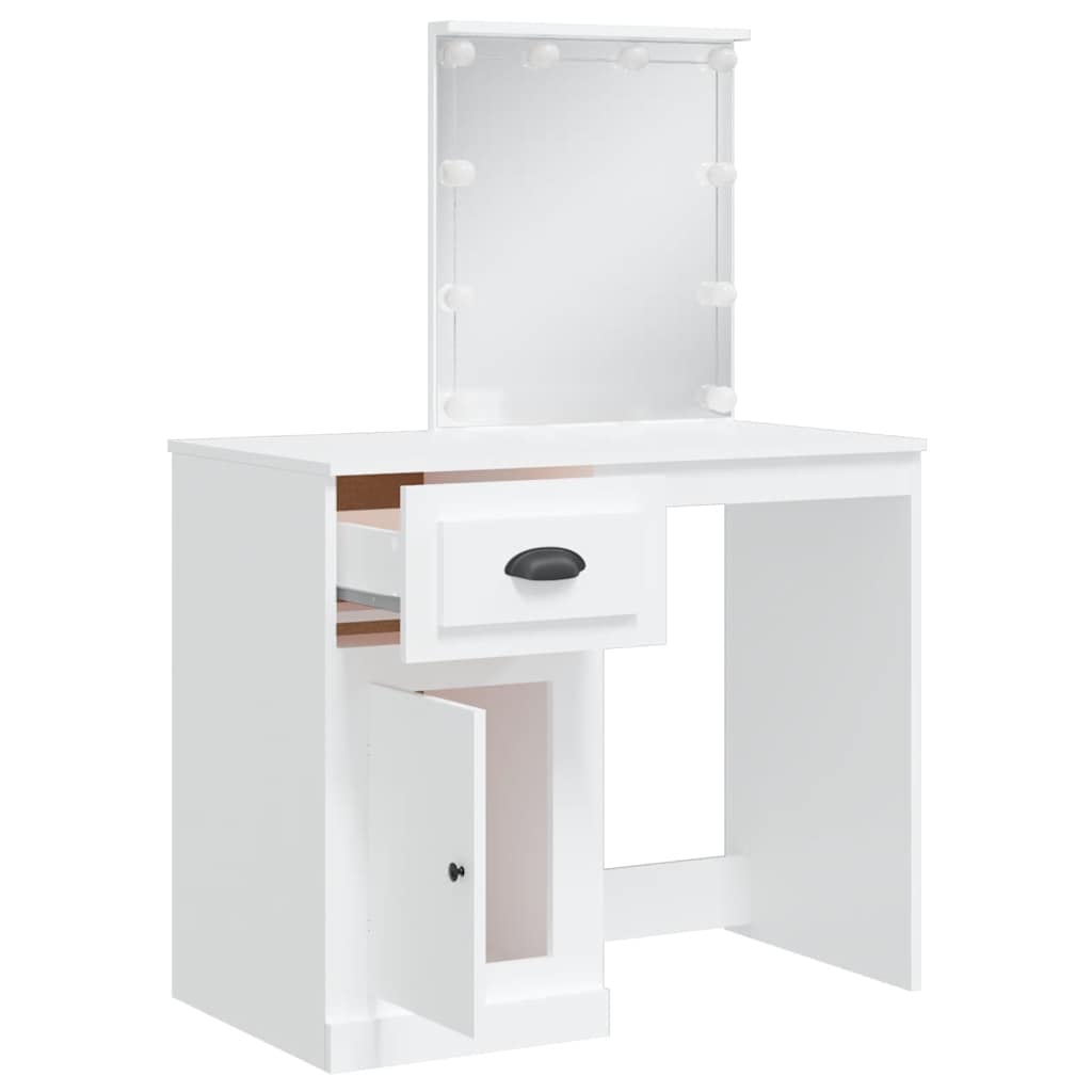 Dressing Table with LED Lights White 90x42x132,5 cm