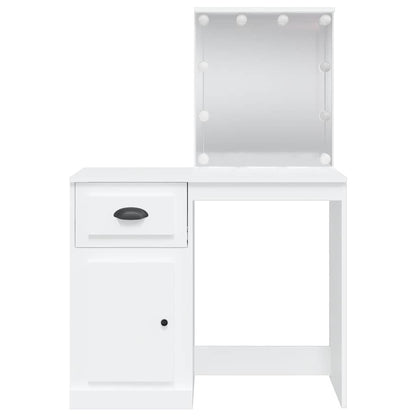 Dressing Table with LED Lights White 90x42x132,5 cm